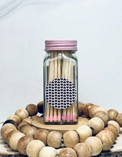 Load image into Gallery viewer, Pink Safety Matches | 3.75 inch pink matches | 4 inch glass jar with champagne inspired label | Cute Matches | Add On Gift | Candle Lover