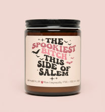 Load image into Gallery viewer, The Spookiest B*tch This Side of Salem | Funny Halloween Gift | Hand Poured Organic Candle | Halloween Party Gift | Witch Decor