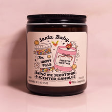 Load image into Gallery viewer, Santa Baby Bring Me Serotonin and Scented Candles | Candle for Bestie | Funny Christmas Candle | Candle Lover Holiday Gift | Fun Label Organic Candles
