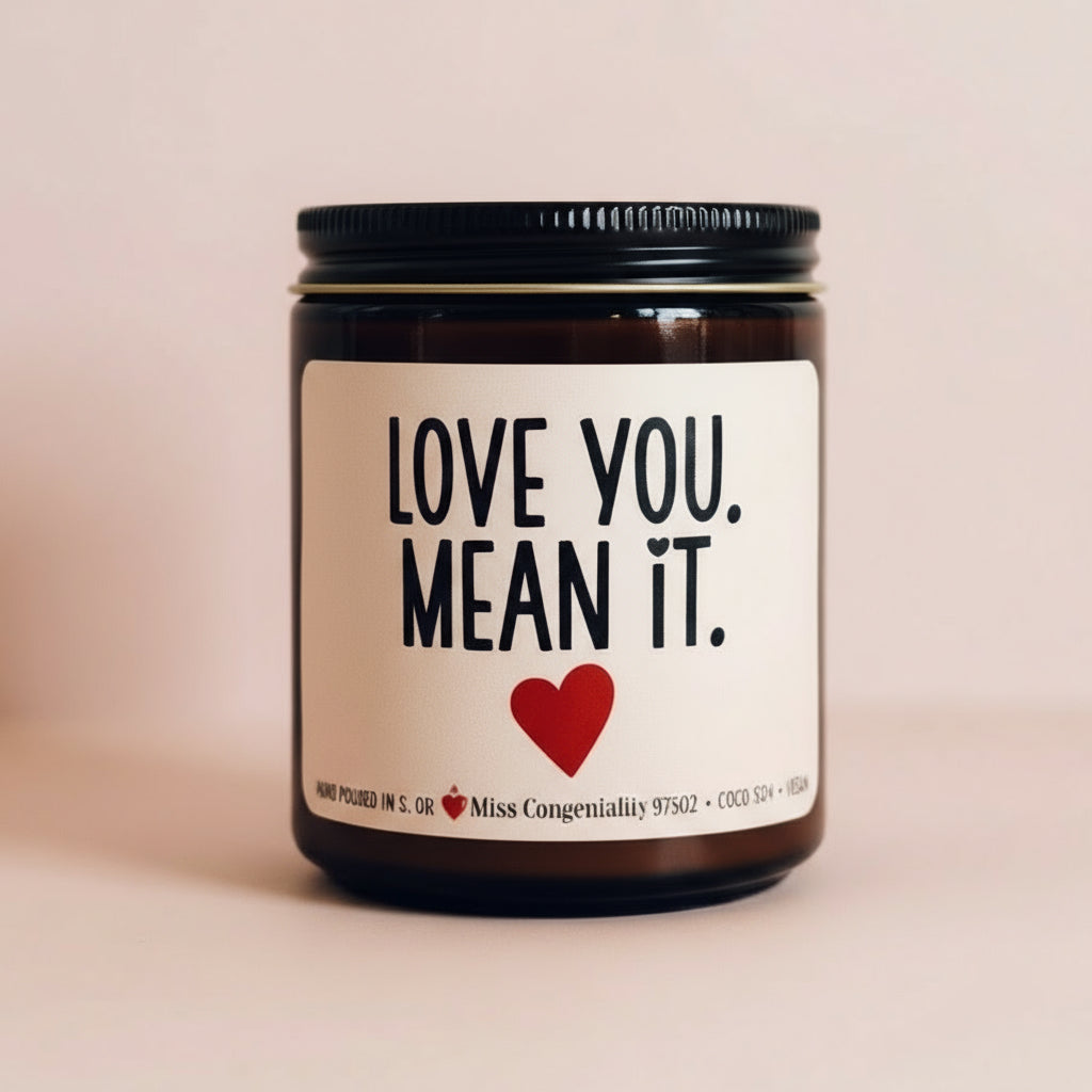 Love You. Mean It.  | I Love You Gift | Valentines Day Candle | Anniversary Gift | Get Well Gift | Bestie Gift | Sweet Candle