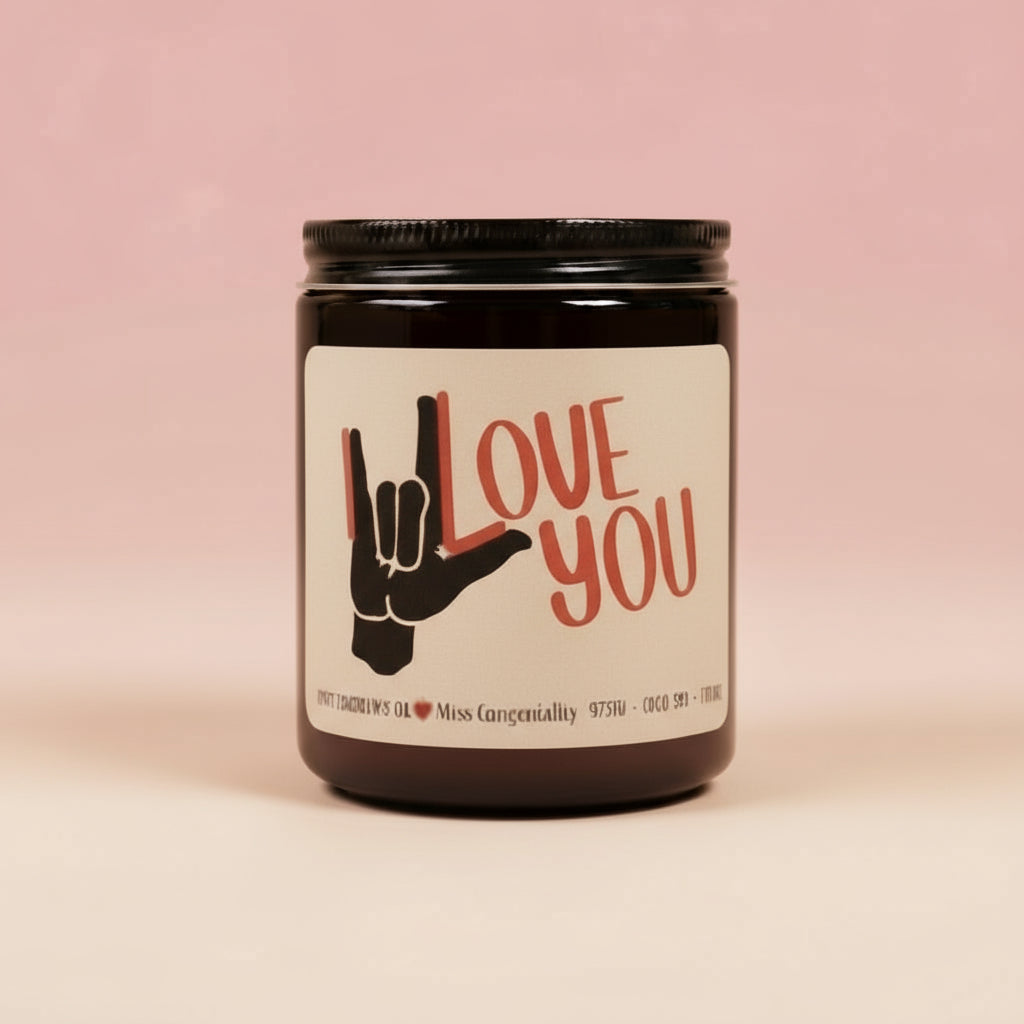 I Love You | Sign Language Label Candle | ASL Gift | Inclusive Gift For Hearing Impaired |