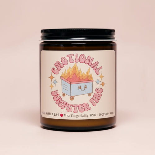 Emotional DumpsterFire | Therapy Humor | Dark Humor Gift | Funny Organic Candle | Supportive Gift