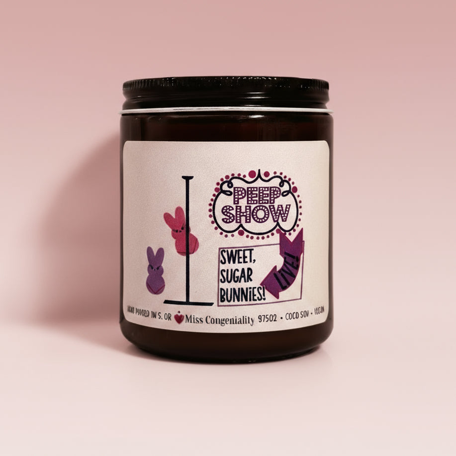 Peep Show | Peep Pole Dancing Organic Candle Label Gift | Funny Easter Hostess Gift | Easter Basket Candle