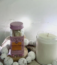 Load and play video in Gallery viewer, Pink Safety Matches | 3.75 inch pink matches | 4 inch glass jar with champagne inspired label | Cute Matches | Add On Gift | Candle Lover
